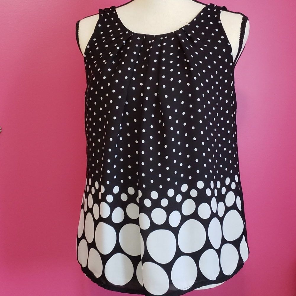 Elle B&W Polka Dot Top